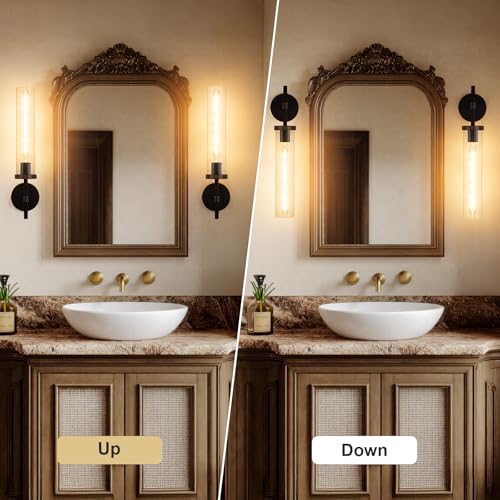 19.5" Knurled‑Craft Hardwired Black Gold Wall Sconce