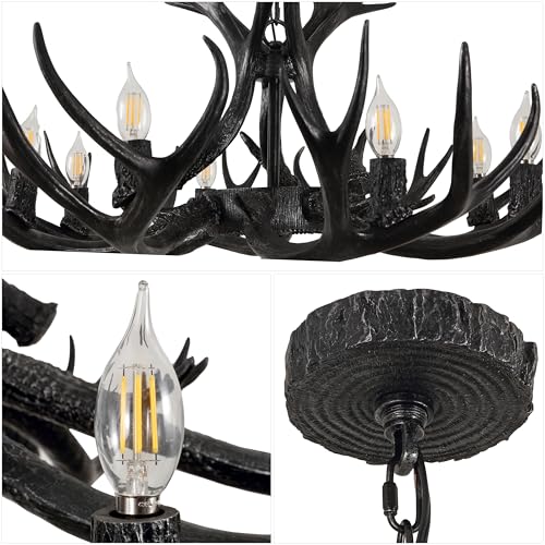 Eldora 8 Light Resin Antler Chandelier 36"