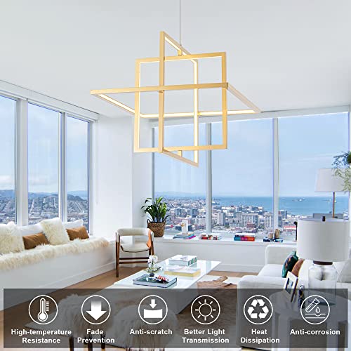 Modern Gold LED Square Hanging Pendant Chandelier