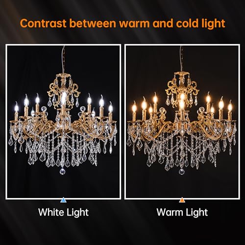 Crystal Chandeliers 35.9" Vintage Antique Bronze Chandelier