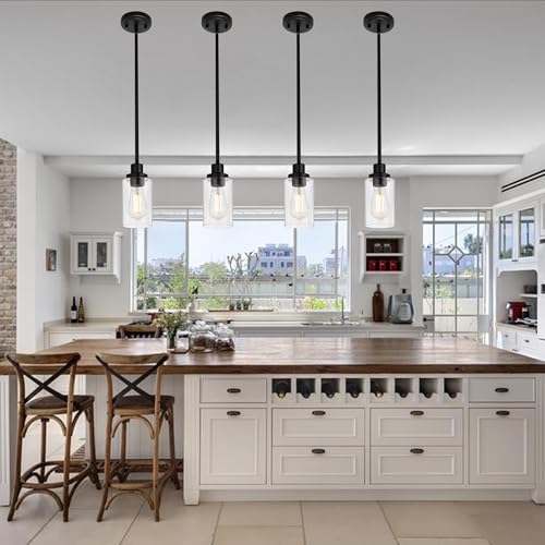 2 Pack Pendant Light Black Adjustable Hanging Ceiling Lights (2 Count)