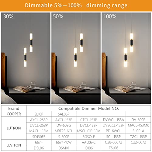 2 Light Pendant Lights Kitchen Island Dimmable LED Modern Mini Pendant Light