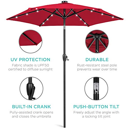7.5ft Solar Umbrella LED Lighted Patio Umbrella