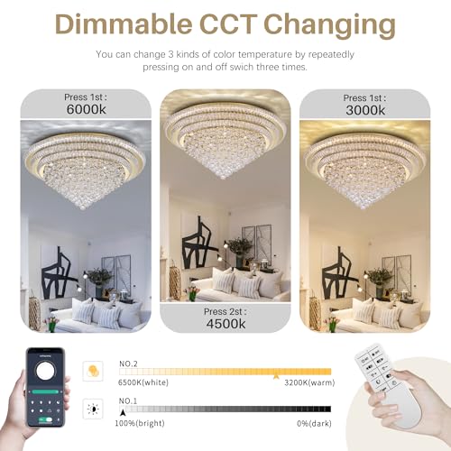 40" Gold Crystal Chandeliers