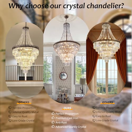French Empire Crystal Chandelier for Entryway 12 Lights