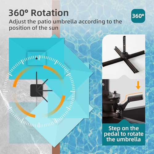 9x12 FT Patio Cantilever Outdoor Offset Umbrella with LED Lights