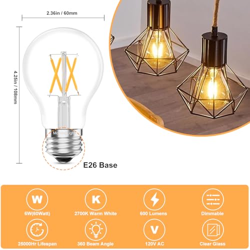 Vintage LED Edison Light Bulbs 60 Watt (6 Count)