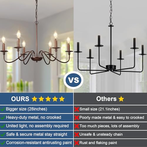 Farmhouse Chandelier for Dining Room (6 Count)