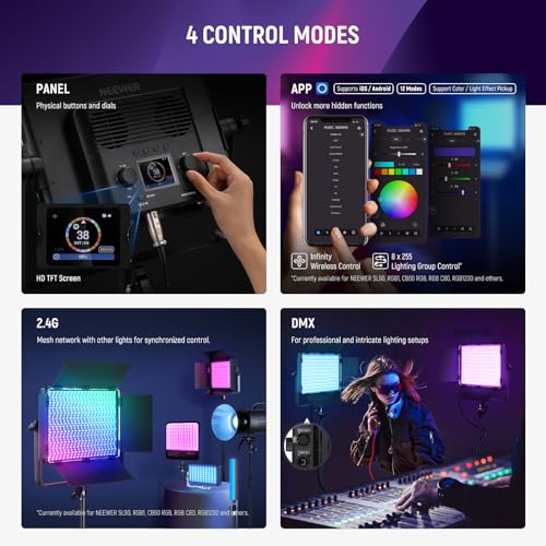 2 Pack PL60C RGB LED Panel Video Light Kit with 6.6ft (2 Count)
