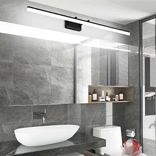 48inch Black Bathroom Llight Fixtures LED Vanity Light Adjustable Modern Vanity Lights Over Mirror Rotatable Lighting 5500K