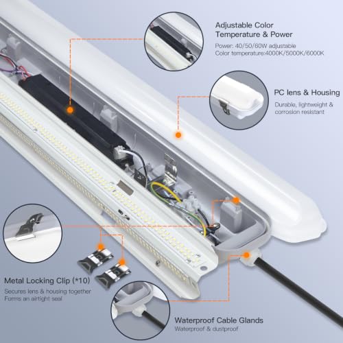 4FT LED Vapor Tight Light Fixture 60W