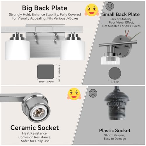 4 Light Brushed Nickel Bathroom Light Fixtures Over Mirror 27 Inches