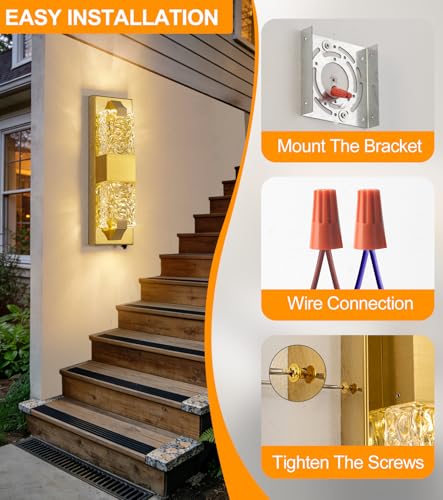 15.3" Dusk to Dawn Outdoor Wall Light 12W LED Gold 1