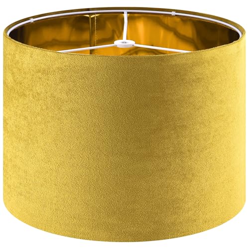 Large Drum Yellow Velvet Lamp Shade 16" x 16" x 10"