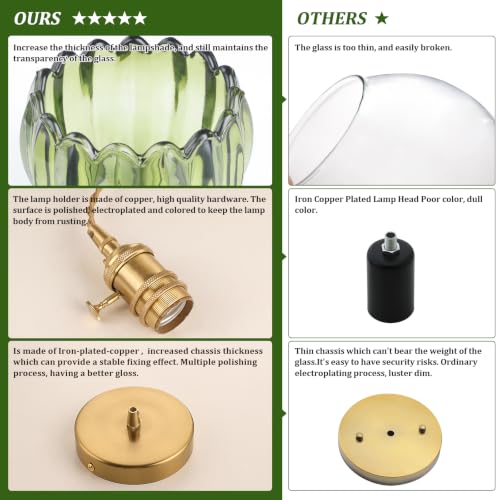 Pendant Light with Green Tulip Glass Lmapshade