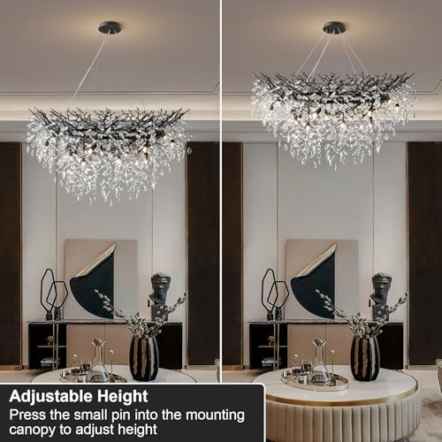 47" Black Crystal Chandelier