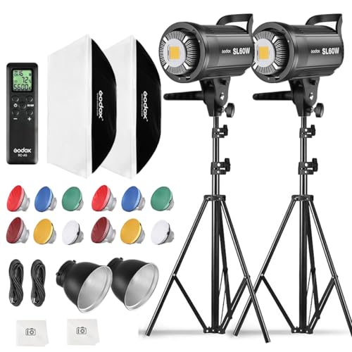 2Pack SL60W Studio LED Video Light Kit for Photography (2 Count)