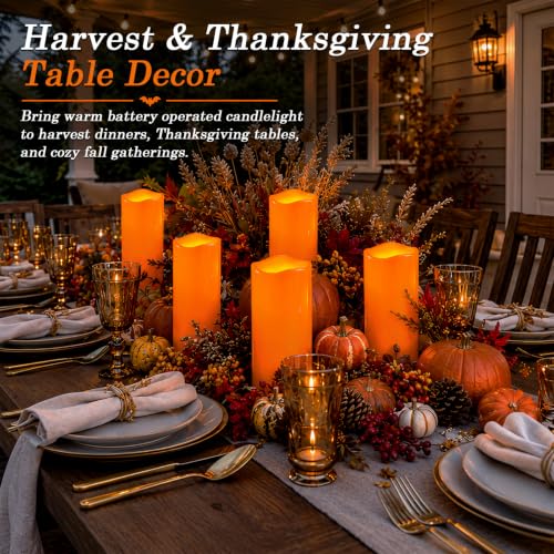 Large Orange Flameless Candles