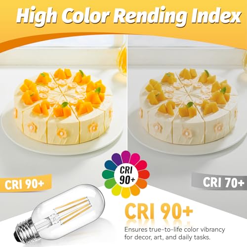 Edison Bulbs 4W Vintage 40 Watt Light Bulbs E26 Led Bulb 4000K Natural Light CRI90 T45 Antique LED Bulb Clear Glass 400 Lumens 4 Packs for Chandeliers (4 Count)