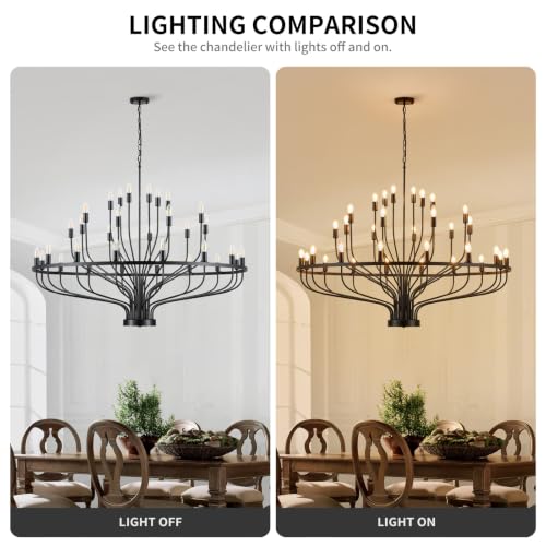 51.2" Large Black Industrial Chandelier