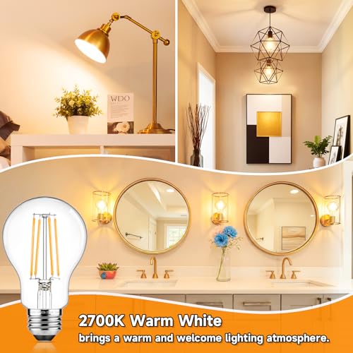 A19 Vintage LED Edison Bulbs Dimmable 60W Equivalent High Brightness (4 Count)
