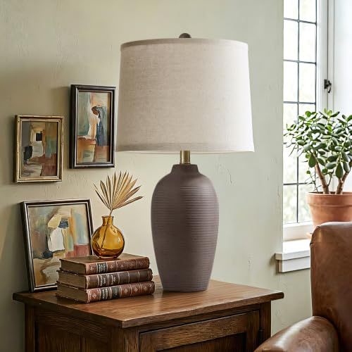 25" Farmhouse Ceramic Table Lamp for Bedroom Living Room
