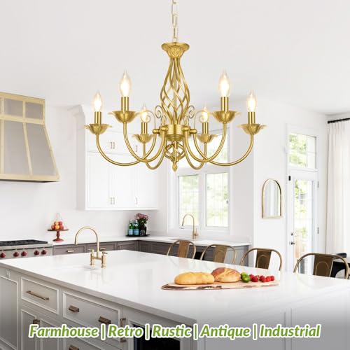 6 Light Farmhouse Candle Chandelier for Dining Room