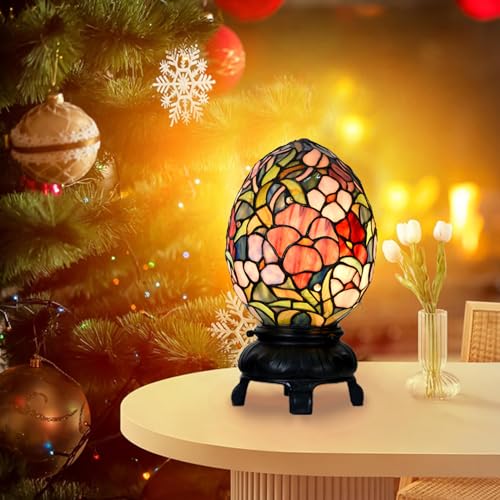 A0015 Tiffany Style Stained Glass Egg Table Lamp