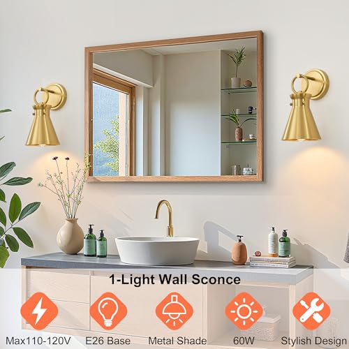 Wall Sconce for Bathroom 6" Gold Metal Shade