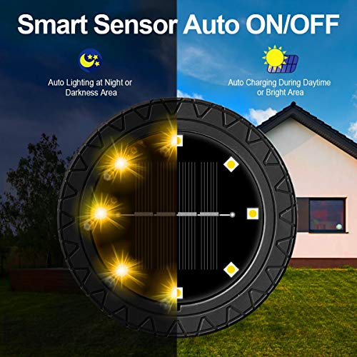Solar Powered 8 Pack Outdoor LED Disk Lights (8 Count)