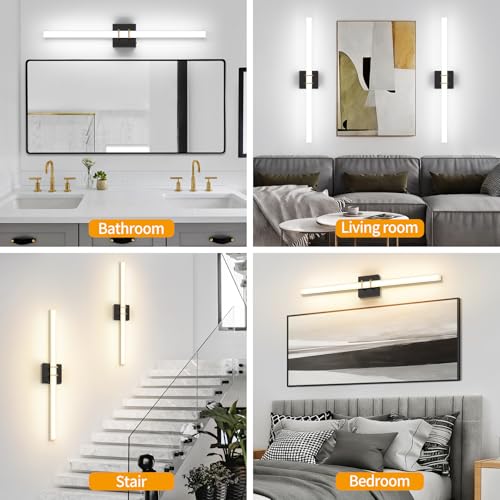 Modern Black and Brass Vanity Light Bar 32 Inch