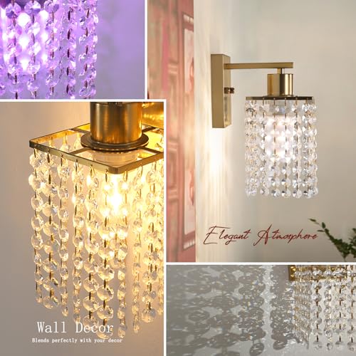 Set of 2 Crystal Battery Operated Wall Sconce (2 Count)