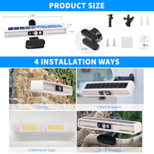 Clip On Solar Lights Outdoor with PIR Motion Sensor (4 Count)