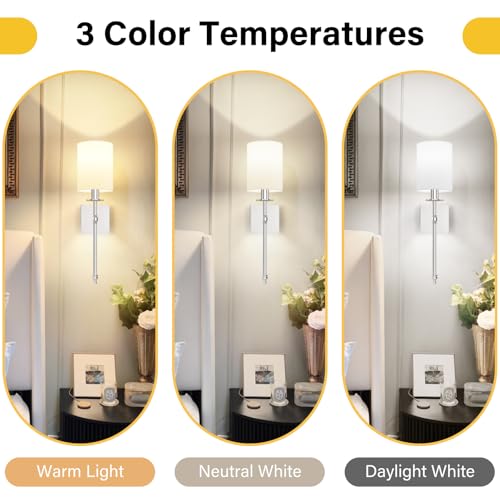 19 Inch Battery Operated Wall Sconces Set of 2 with Remote (2 Count)