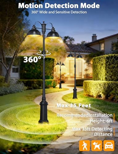 360° Motion Sensor Outdoor Post Lights with GFCI Outlet