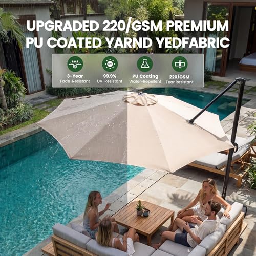 10FT Cantilever Offset Outdoor Patio Umbrella with Base Included