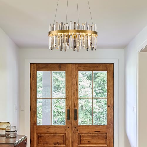 Led Modern Gold Smoke Grey Crystal Chandelier