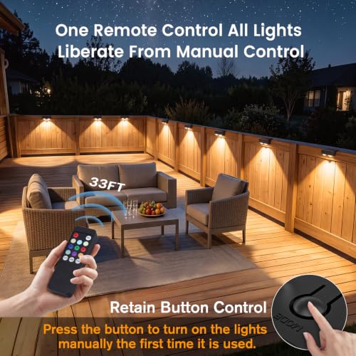 Solar Fence Lights Outdoor with Remote (12 Count)