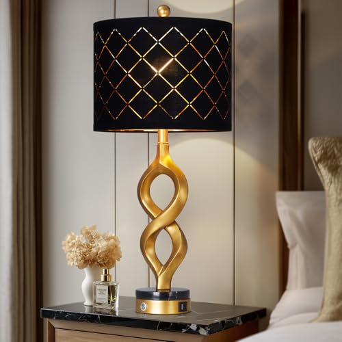 30" Black and Gold Table Lamps Set of 2 for Bedroom (2 Count)