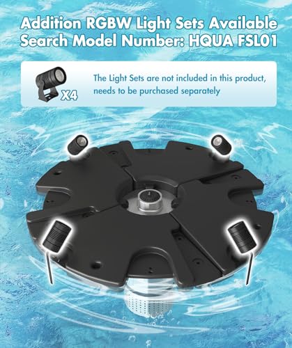 FS02 110V, 1/2 HP Large Pond Floating Fountain, Oil Free Pump 9000 GPH with 100’ Cord, Two Spray Patterns Included