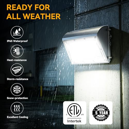 60W LED Wall Pack Light with Dusk to Dawn Photocell