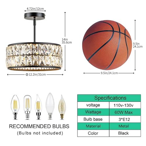 3 Light Crystal Ceiling Light