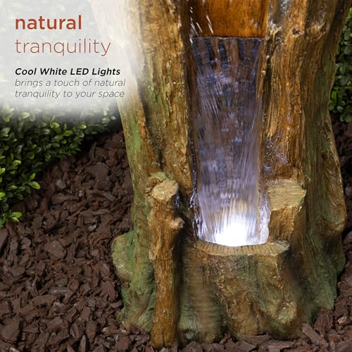TZL294 Outdoor Tree Trunk Floor Fountain with Cool White LED Lights
