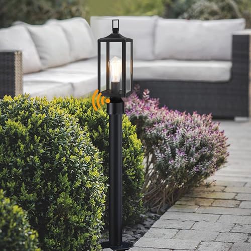 17 Inch Outdoor Lamp Post Light Dusk to Dawn Outside Lamp Posts Outdoor Lighting Exterior Gate Post Lights Photocell Pillar Lantern