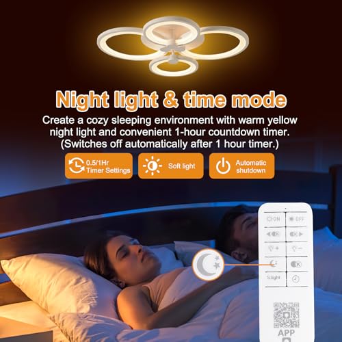 Modern LED Ceiling Lights Fixture Dimmable Flush Mount White Acrylic 4