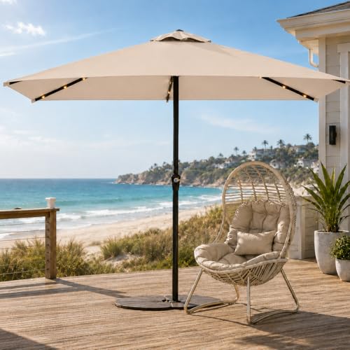 6.5 x 10ft Rectangular Patio Umbrella with Solar Lights