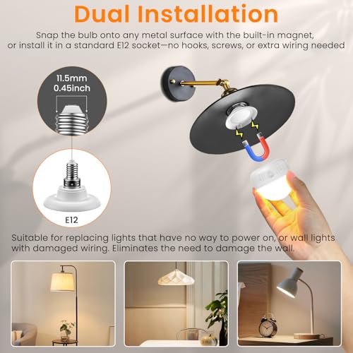 2Packs E12 Rechargeable Light Bulbs with Remote Control