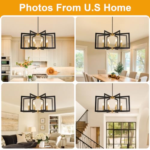 28" Modern Black and Gold Chandelier for Dining Room