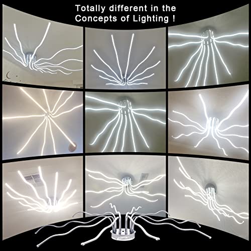 Modern LED Ceiling Lights for Living Room Large 55.10inch Large 10 Lights Modern Light Fixture Ceiling Mount Dimmable with Remote 138W for Dining Room