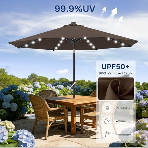 Solar Led Patio Umbrella with 32 Lights 10FT